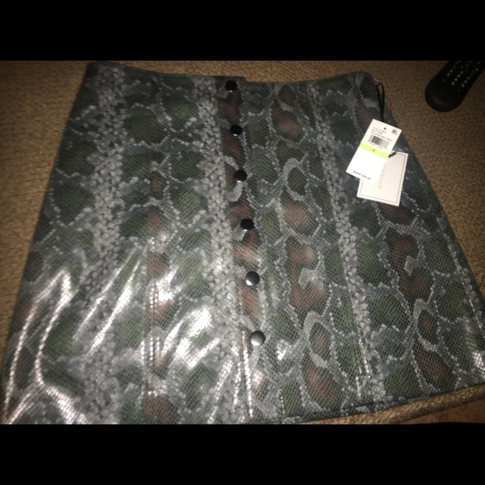 Faux-Leather Snake-Print Mini Skirt